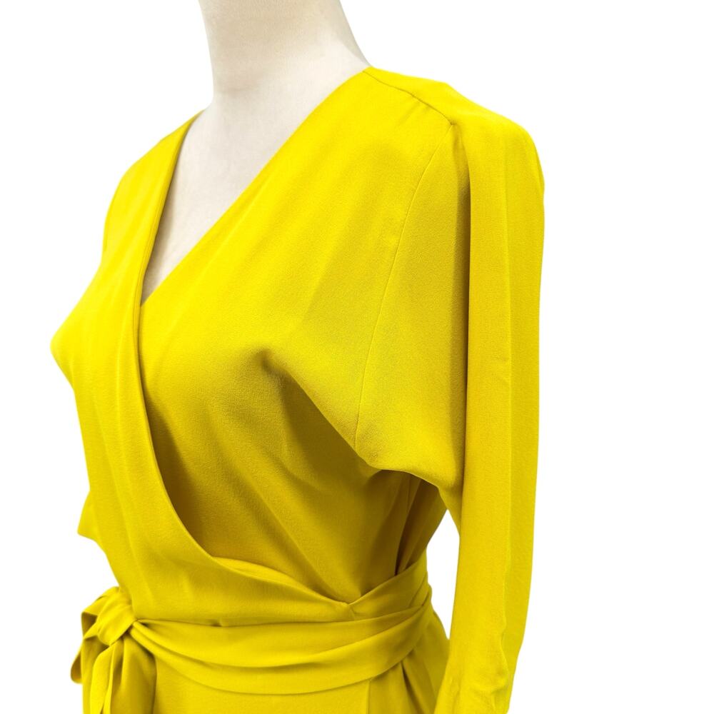 Diane von Furstenberg NWT Shannon Reversible Lemon Yellow Silk Wrap Dress DVF - Picture 5 of 13